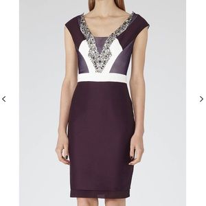 Reiss Hand-embellished amethyst cocktail dress